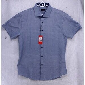 BC Collection Shirt Mens Large Blue Pattern Short Sleeve Button Up Casual